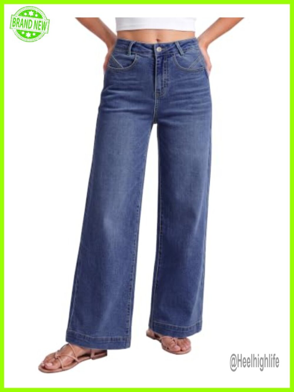 Distressed Wide Leg Baggy Y2K Jeans High Waisted Stretch Denim